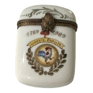 Limoges France Paris Style Porcelain Trinket Box w Rooster